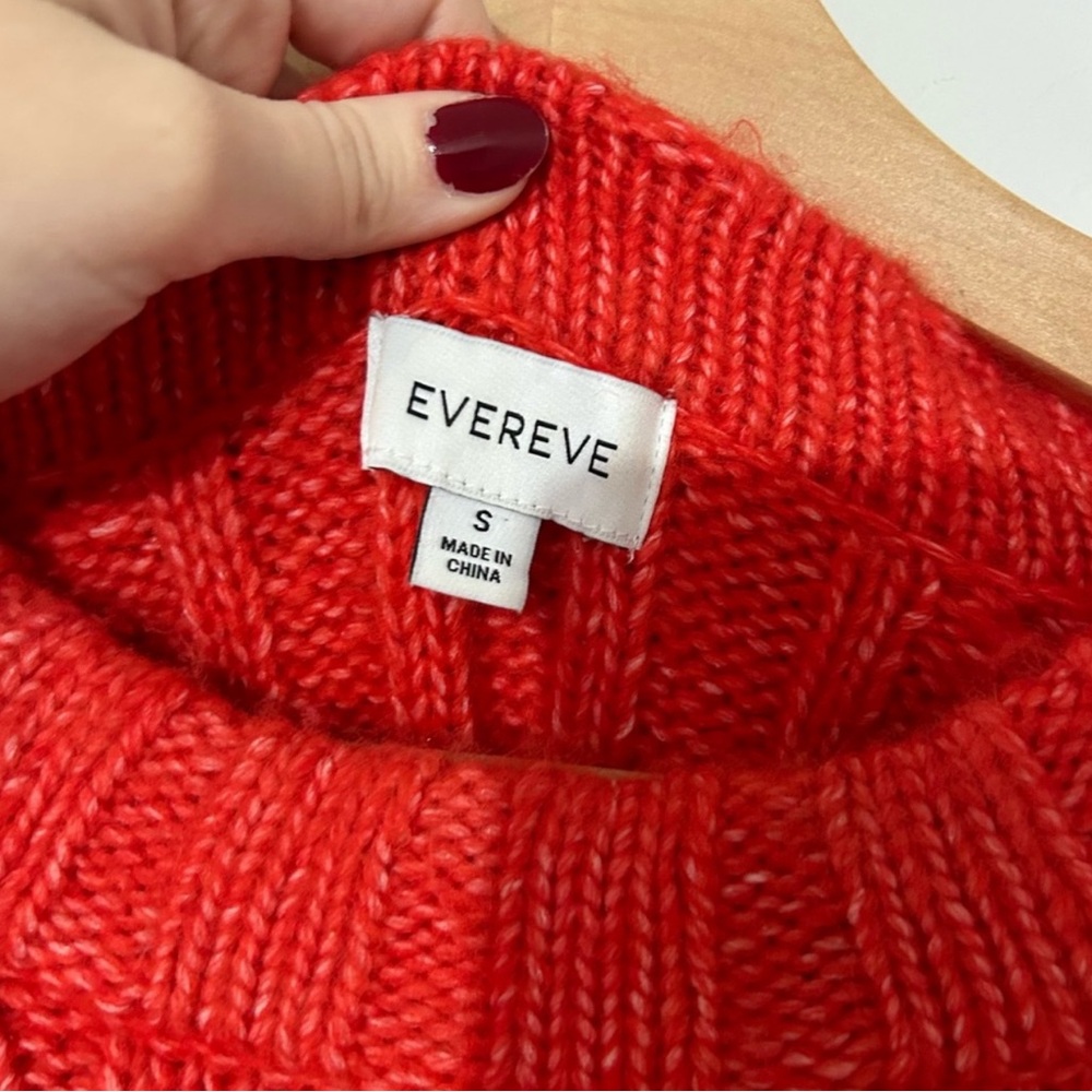 EVEREVE Red Crewneck Ribbed Knit Sweater